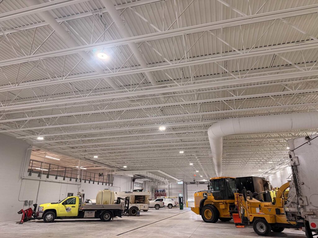 Interior lighting installation at the Kimberly Department of Public Works.